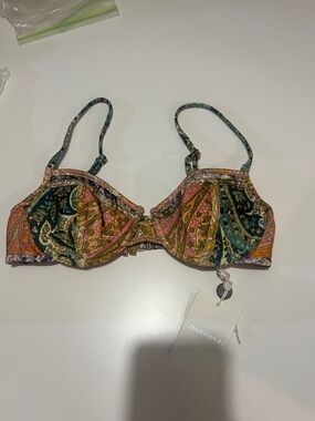 Zimmermann Multicolor Paisley Underwire Bra in Pink, Teal & Orange